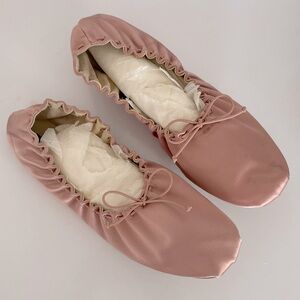 Zara Satin Elasticized Pink Ballet Flats US 10.5 41